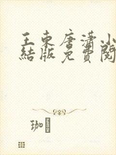 王东唐潇小说完结版免费阅读