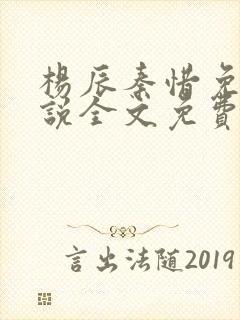 杨辰秦惜免费小说全文免费阅读