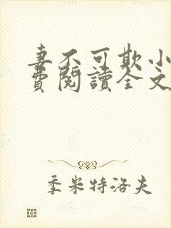 妻不可欺小说免费阅读全文