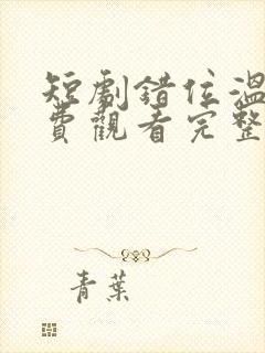 短剧错位温情免费观看完整版