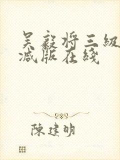 吴毅将三级无删减版在线