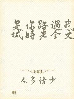 是你路过我的倾城时光全文免费阅读