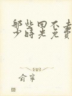 那些回不去的年少时光免费阅读封面