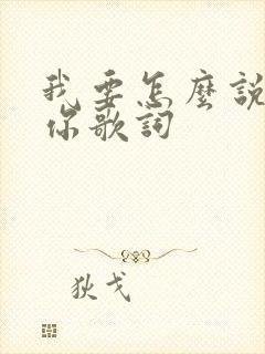 我要怎么说不爱你歌词