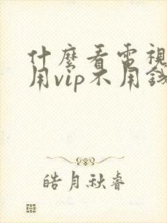 什么看电视剧不用vip不用钱