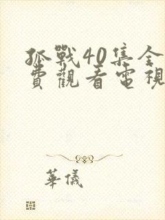 孤战40集全免费观看电视剧