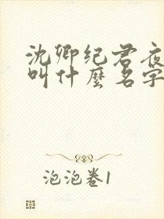 沈卿纪君夜小说叫什么名字