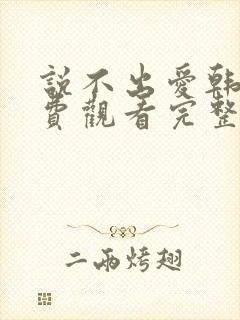 说不出爱韩剧免费观看完整版