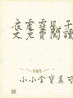 夜震霆风千雪全文免费阅读