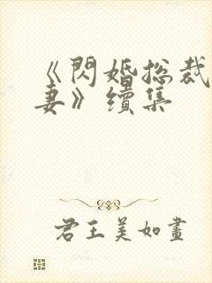 《闪婚总裁契约妻》续集封面