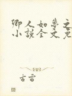 卿人如梦之类的小说全文免费阅读