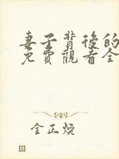 妻子背后的秘密免费观看全集封面