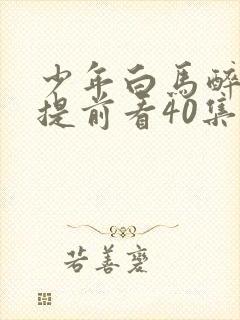 少年白马醉春风提前看40集