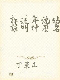 许流年沈幼楚小说叫什么名字