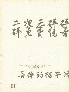 二次元砰砰砰砰砰免费观看封面