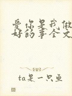 爱你是我做过最好的事全文阅读