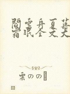 阎云舟夏苒苒沈霜眠全文大结局封面