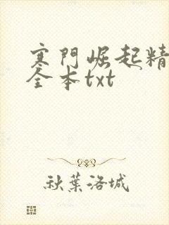 寒门崛起精校版全本txt