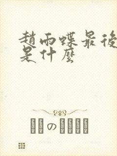 赵雨蝶最后结局是什么封面