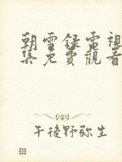 朝雪录电视剧全集免费观看完整版封面