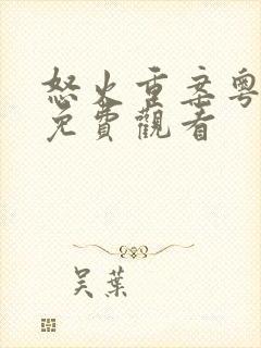 怒火重案粤语版免费观看