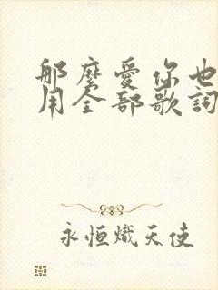 那么爱你也没有用全部歌词