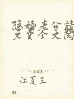 隐婚老公请低调免费全文阅读