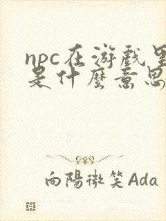 npc在游戏里是什么意思