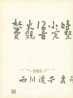 怒火12小时免费观看完整版高清