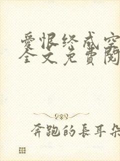 爱恨终成空小说全文免费阅读封面