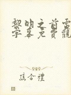 黎明之前电视剧字幕免费观看完整版