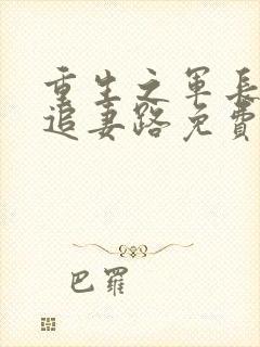 重生之军长漫漫追妻路免费阅读