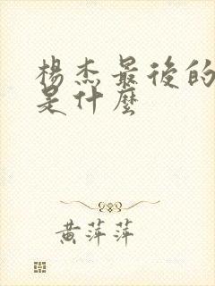 杨杰最后的结局是什么封面