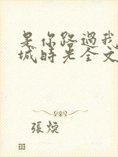是你路过我的倾城时光全文免费阅读