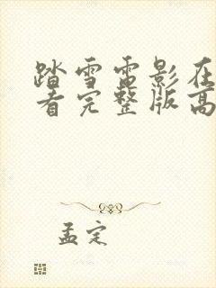 踏雪电影在线观看完整版高清