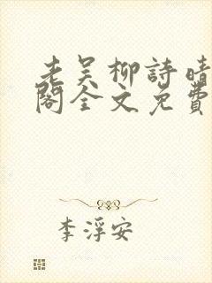 老吴柳诗晴笔趣阁全文免费阅读封面