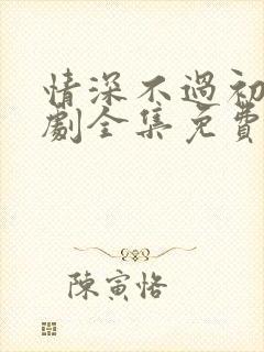 情深不过初见短剧全集免费观看