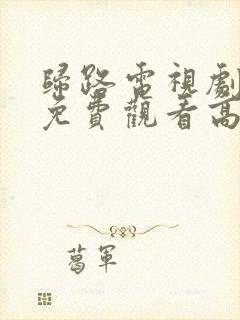 归路电视剧全集免费观看高清