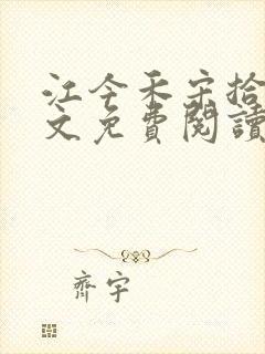 江今禾宋拾安全文免费阅读