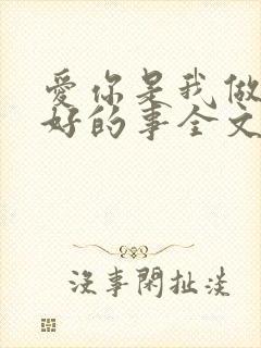 爱你是我做过最好的事全文免费阅读封面