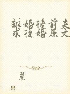 离婚后前夫哭着求复婚原文免费阅读