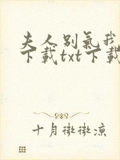 夫人别气我全文下载txt下载