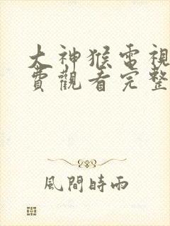 大神猴电视剧免费观看完整版高清封面