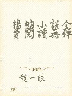 杨明小说全文免费阅读无弹窗封面