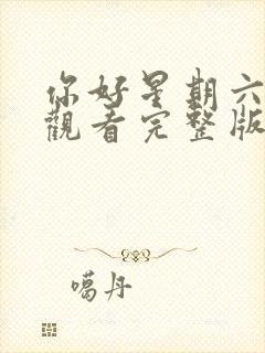 你好星期六免费观看完整版高清2022封面