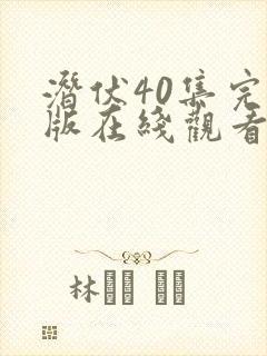 潜伏40集完整版在线观看高清视频