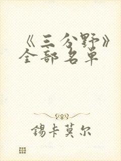 《三分野》演员全部名单封面