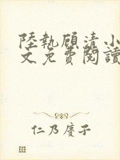 陆执顾清小说全文免费阅读