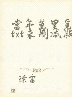 当年万里觅封侯txt未删减版