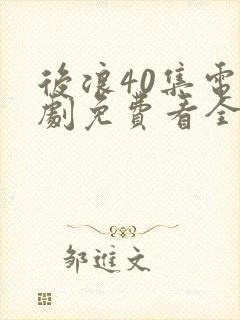 后浪40集电视剧免费看全集星辰封面